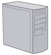 Clip art image of a computer tower.