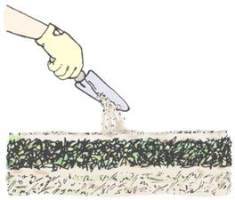 Clip art demonstrating Step 2 of constructing a compost pile.