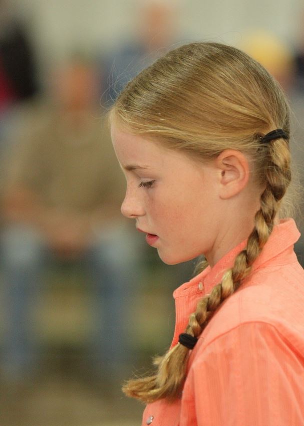 A little girl with braided pig tails at the 2014 Klickitat County Fair.